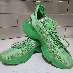 Steve Madden SM NY 90 Women's 10M Green Rinestone Sneakers Shoes Low Top